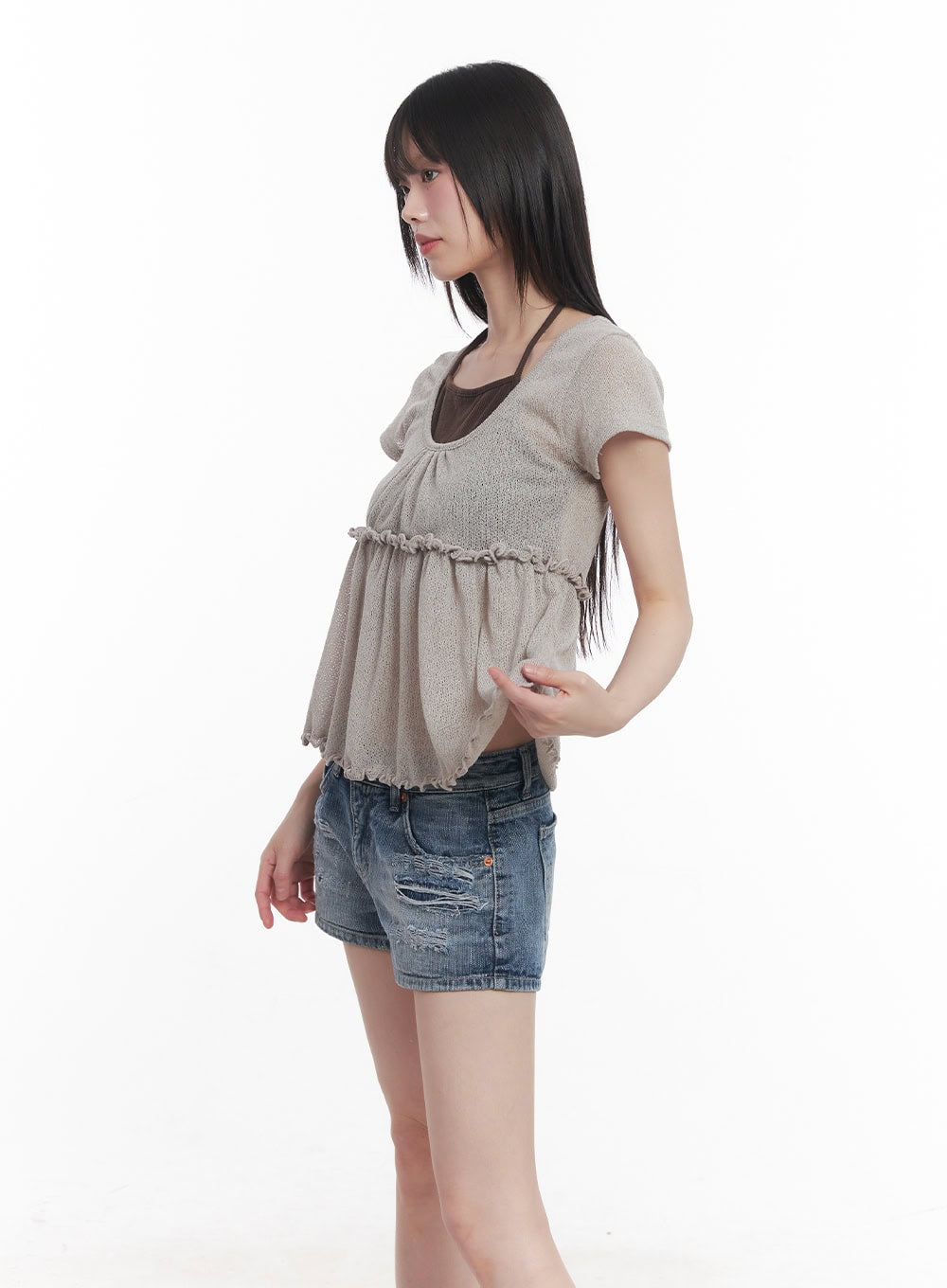 Frill Half-Sleeve Blouse CU506