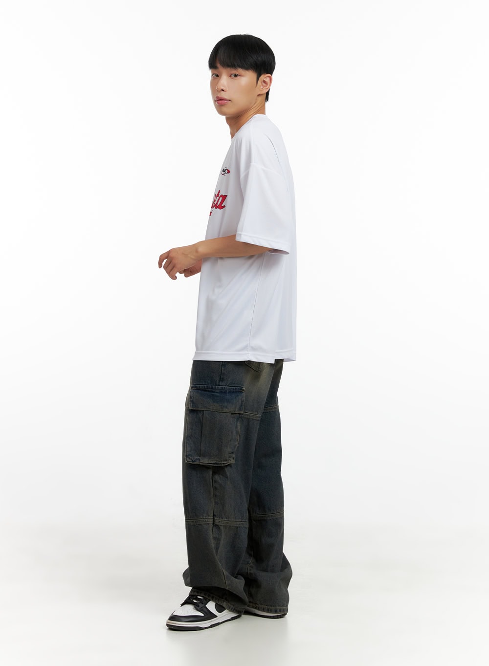 Men's Wide Fit Cargo Stitch Denim Jeans CL429