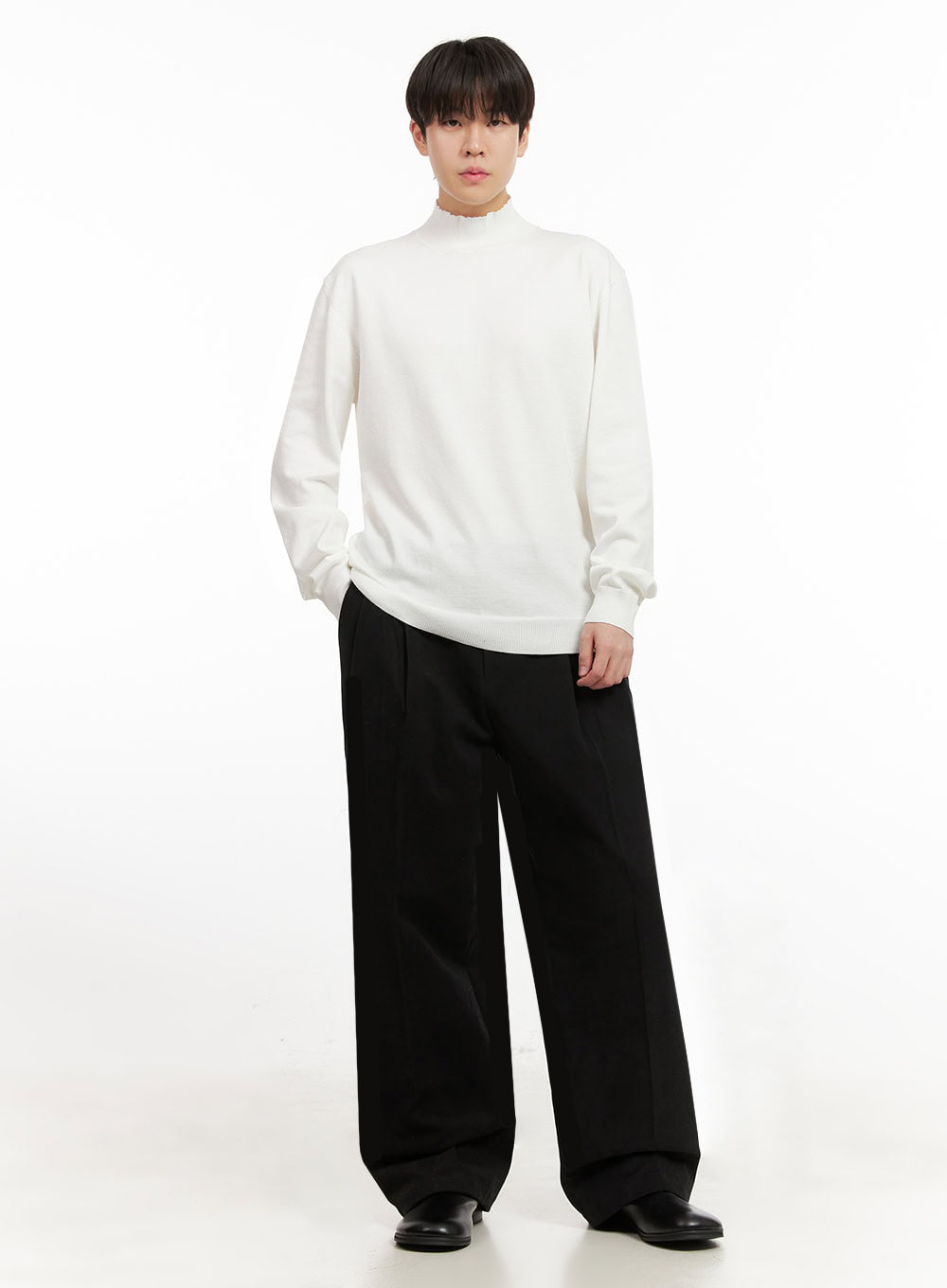 Men's Fleece Lined Wide-Fit Pintuck Pants IJ517