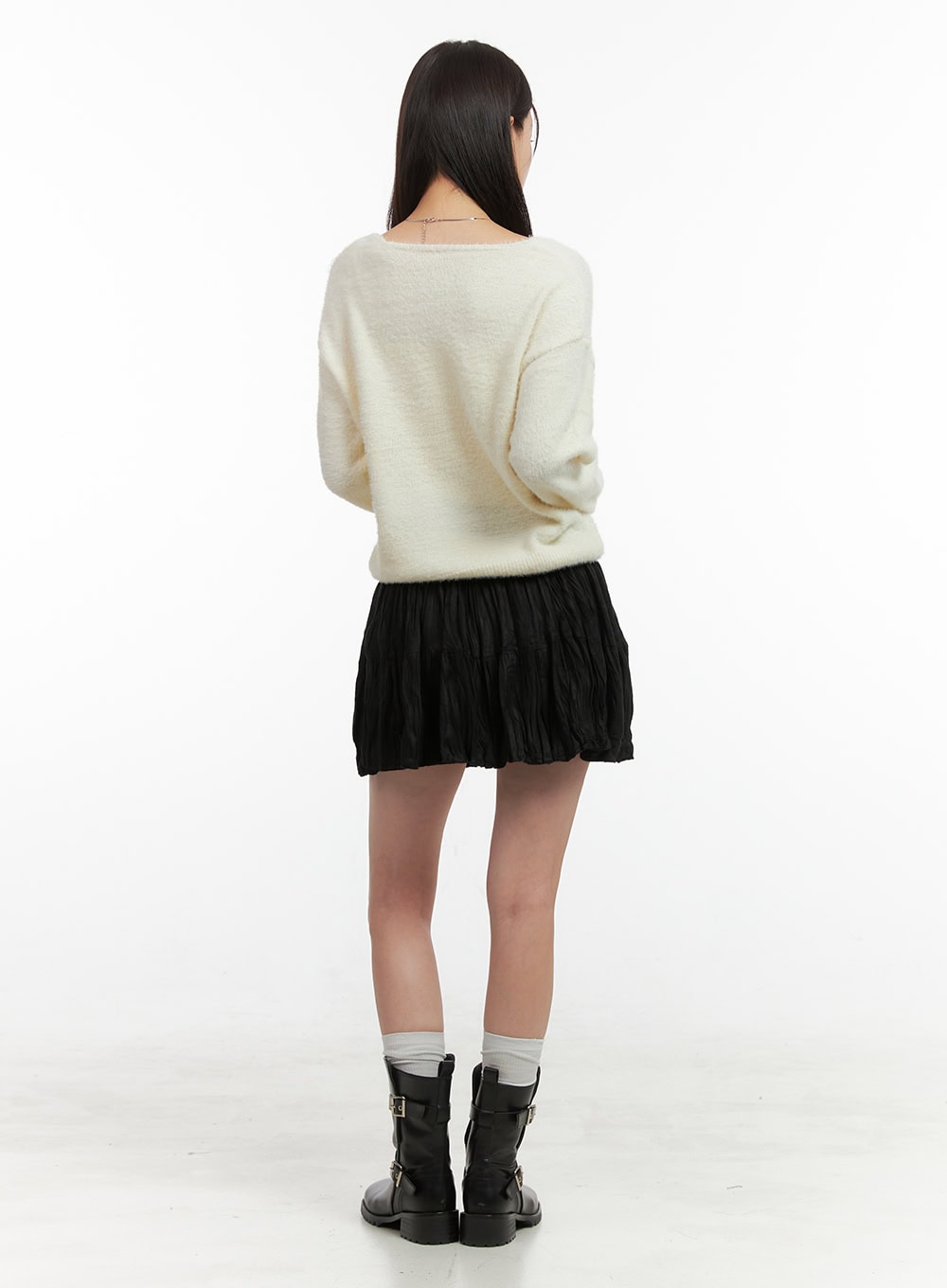Wrinkled Ruffle Mini Skirt OO416