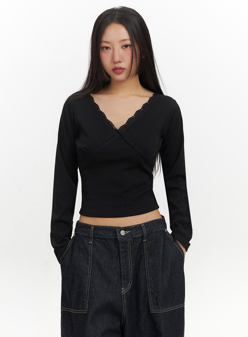 Lace V-Neck Crop Top IF510