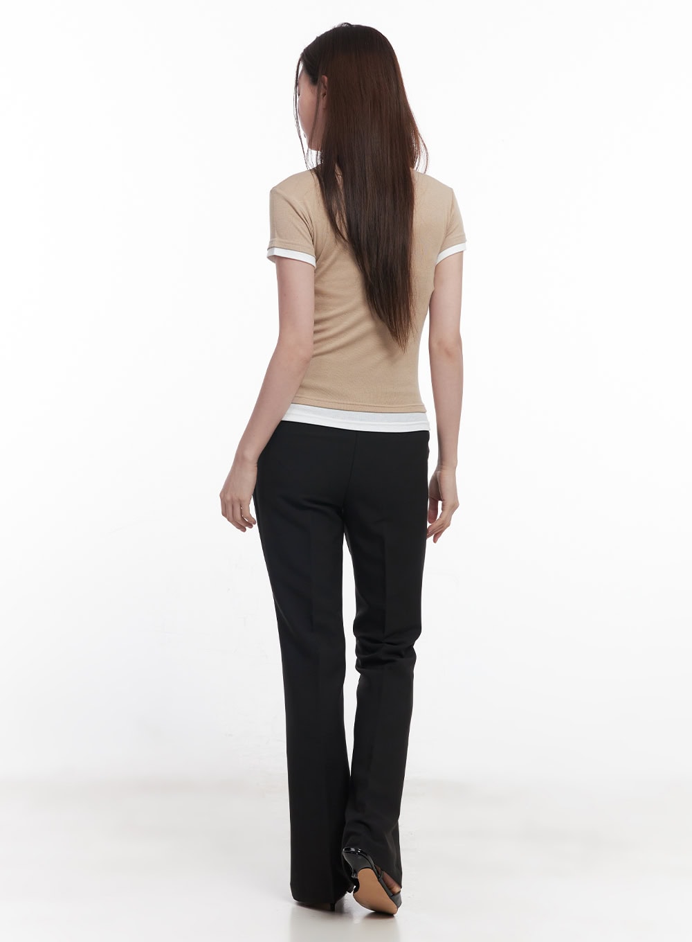Slim-Fit Flared Trousers CY519