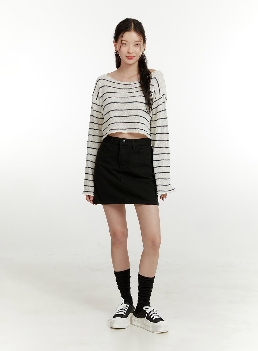 Cotton Solid Mini Skirt OU418