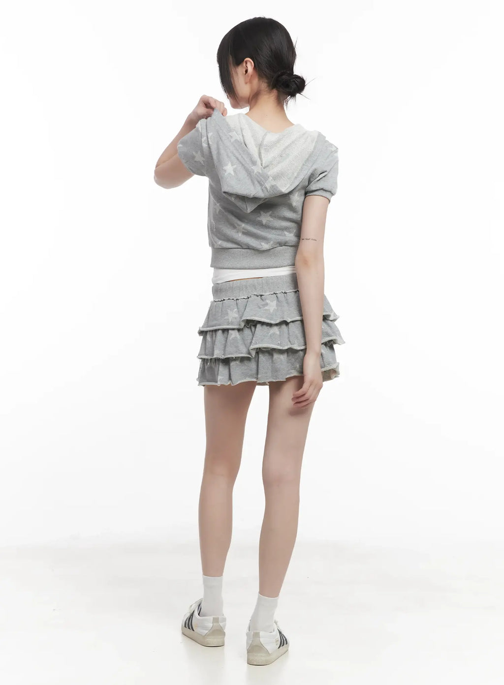 Star Print Short-Sleeve Hoodie CU518