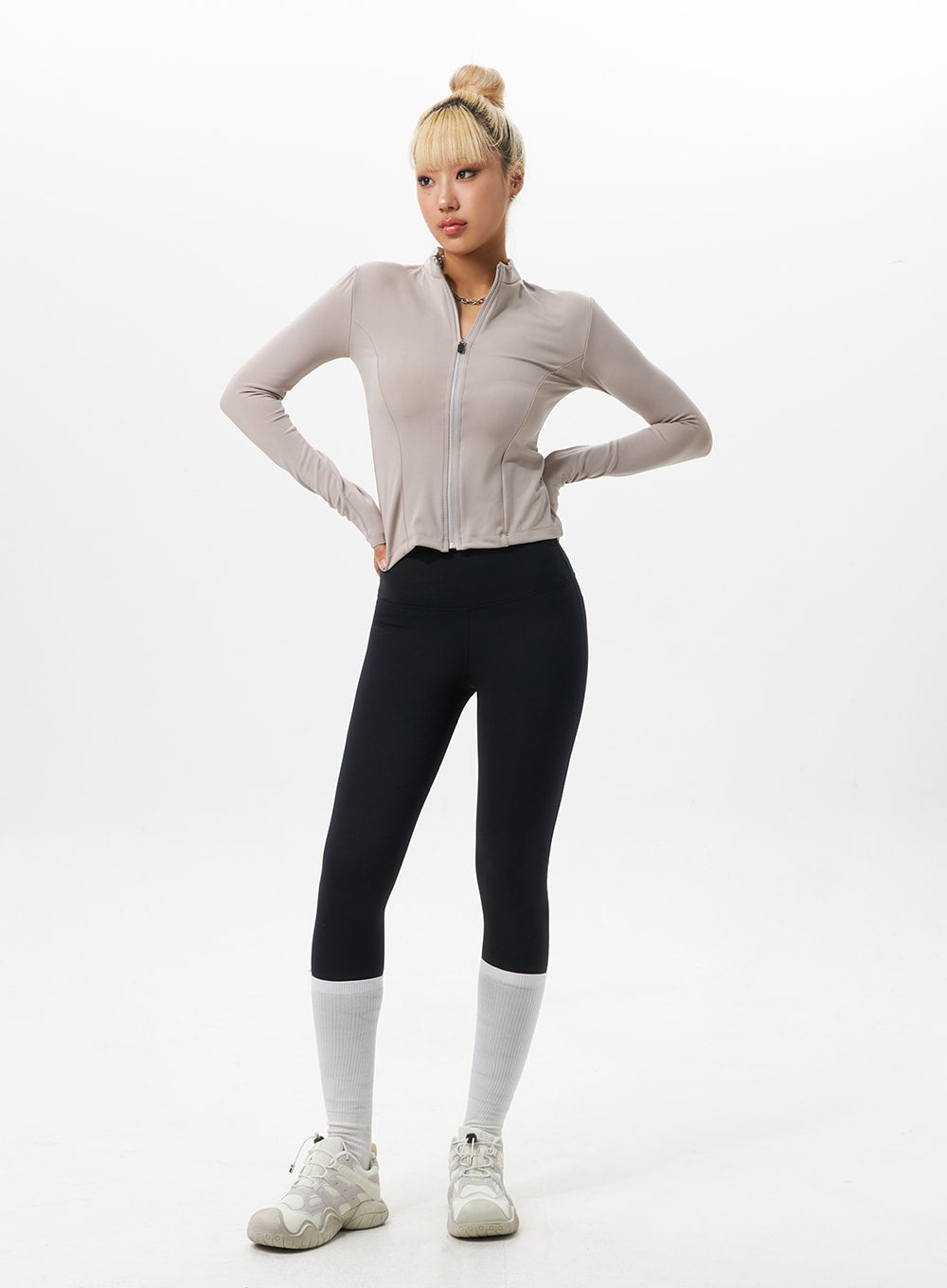 Slim Fit Zip- Up Top IO326