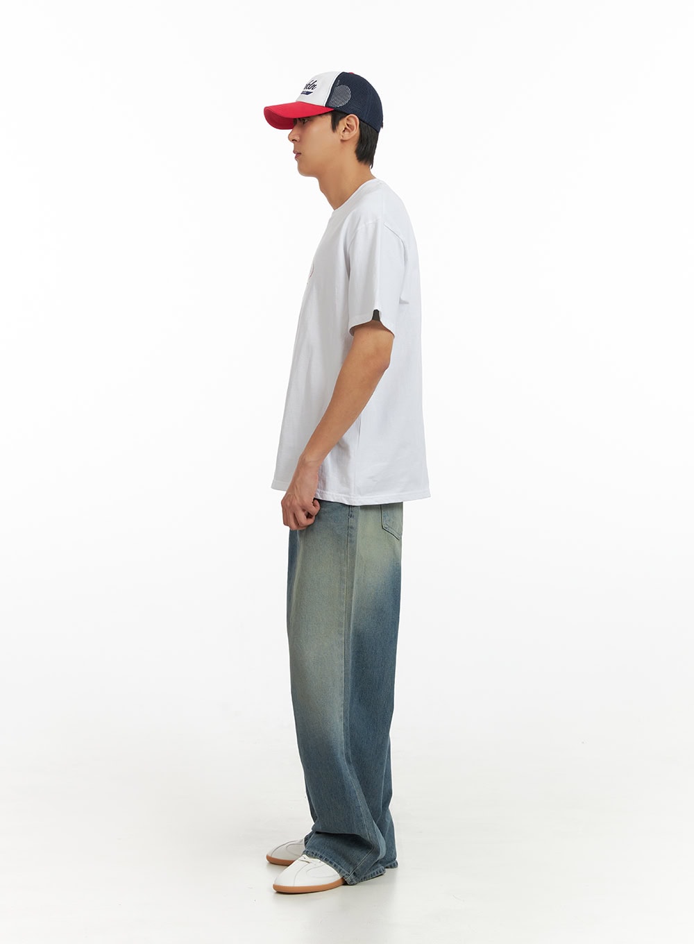 Men's Lettering Round Neck T-Shirt (White) IU418