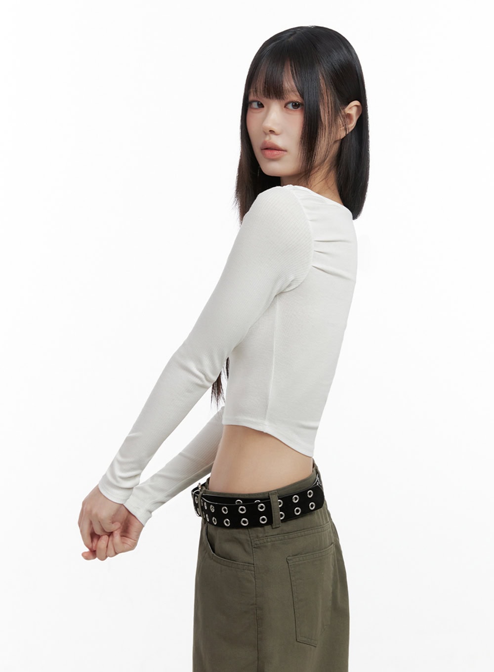 Long-Sleeve Slim Crop Top IO430