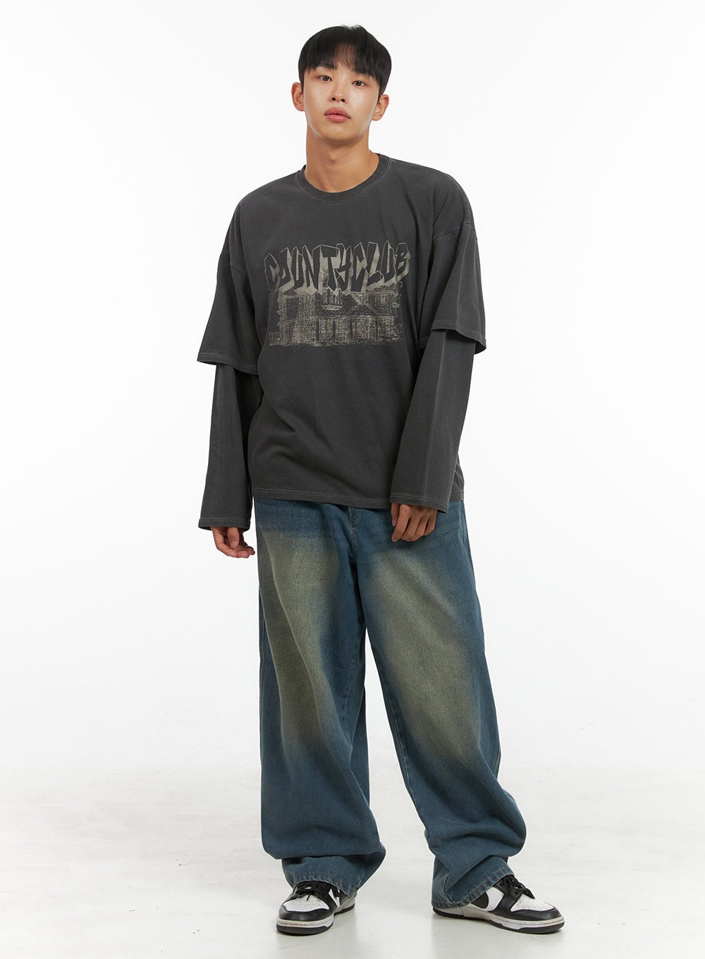 Men's Cotton Graphic Layered Long Sleeve IS420