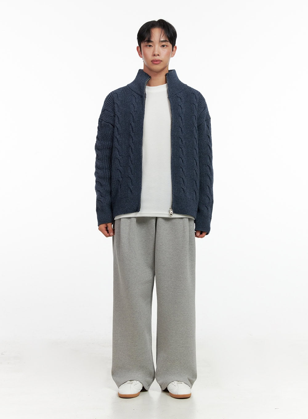 Men's Cable Knit Zip-Up Sweater IN426