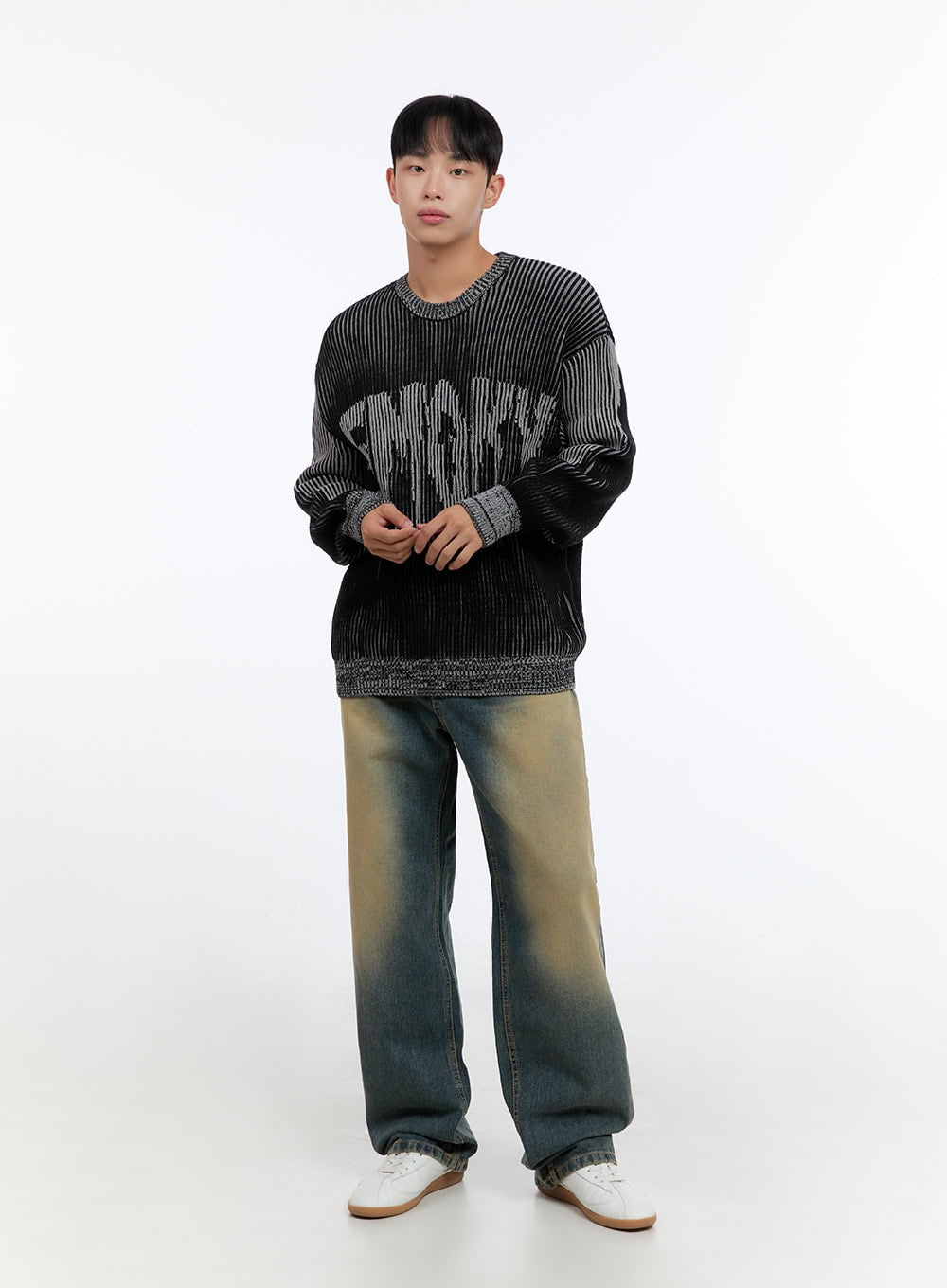 Men's Yellow Denim Wide Leg Jeans IS413