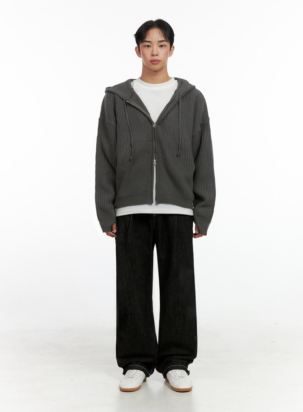Men's Double-Zip Hooded Sweater IN426