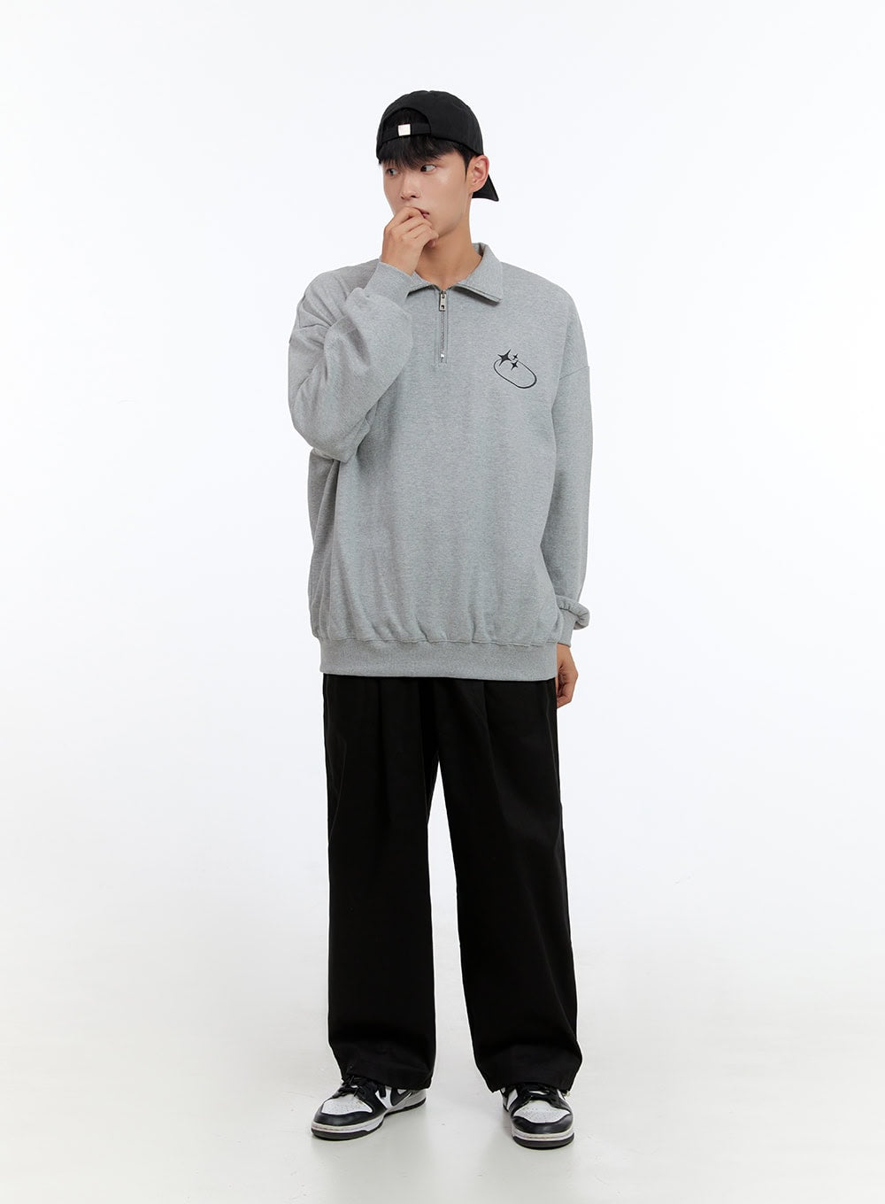 Men's Cozy Half Zip Sweatshirt  (Gray) IS412