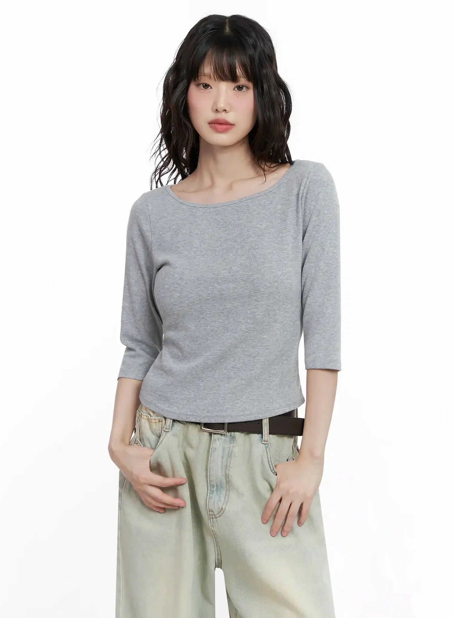 Minimalist Black Boat Neck Top IL531