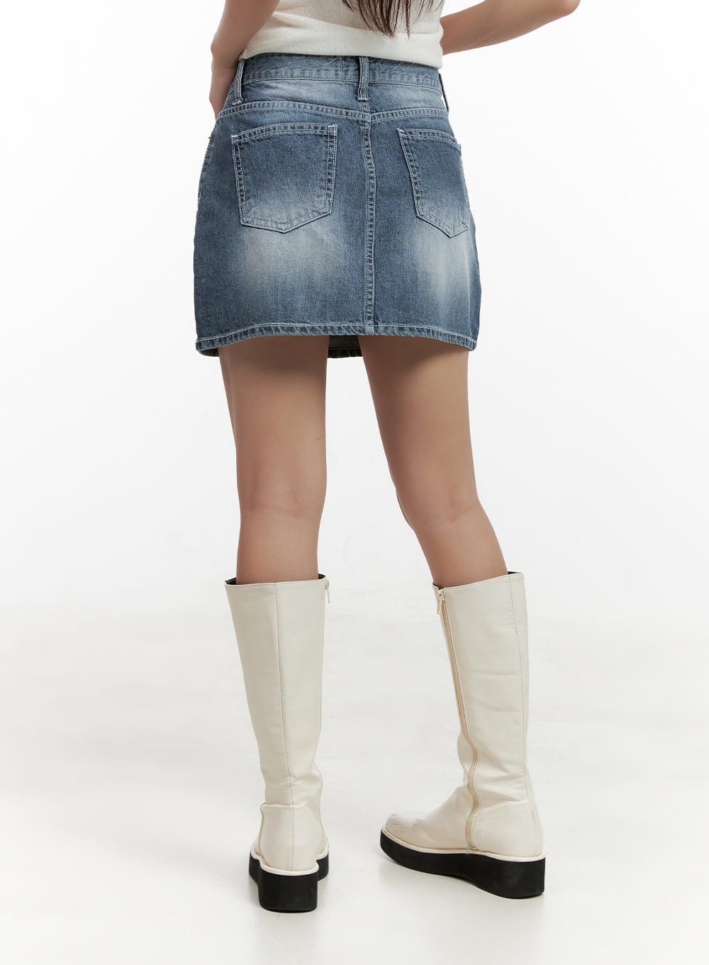 Denim Washed Mini Skirt CL431