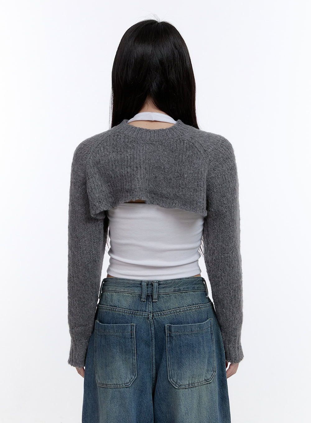 String Cut-Out Wool Bolero CO418