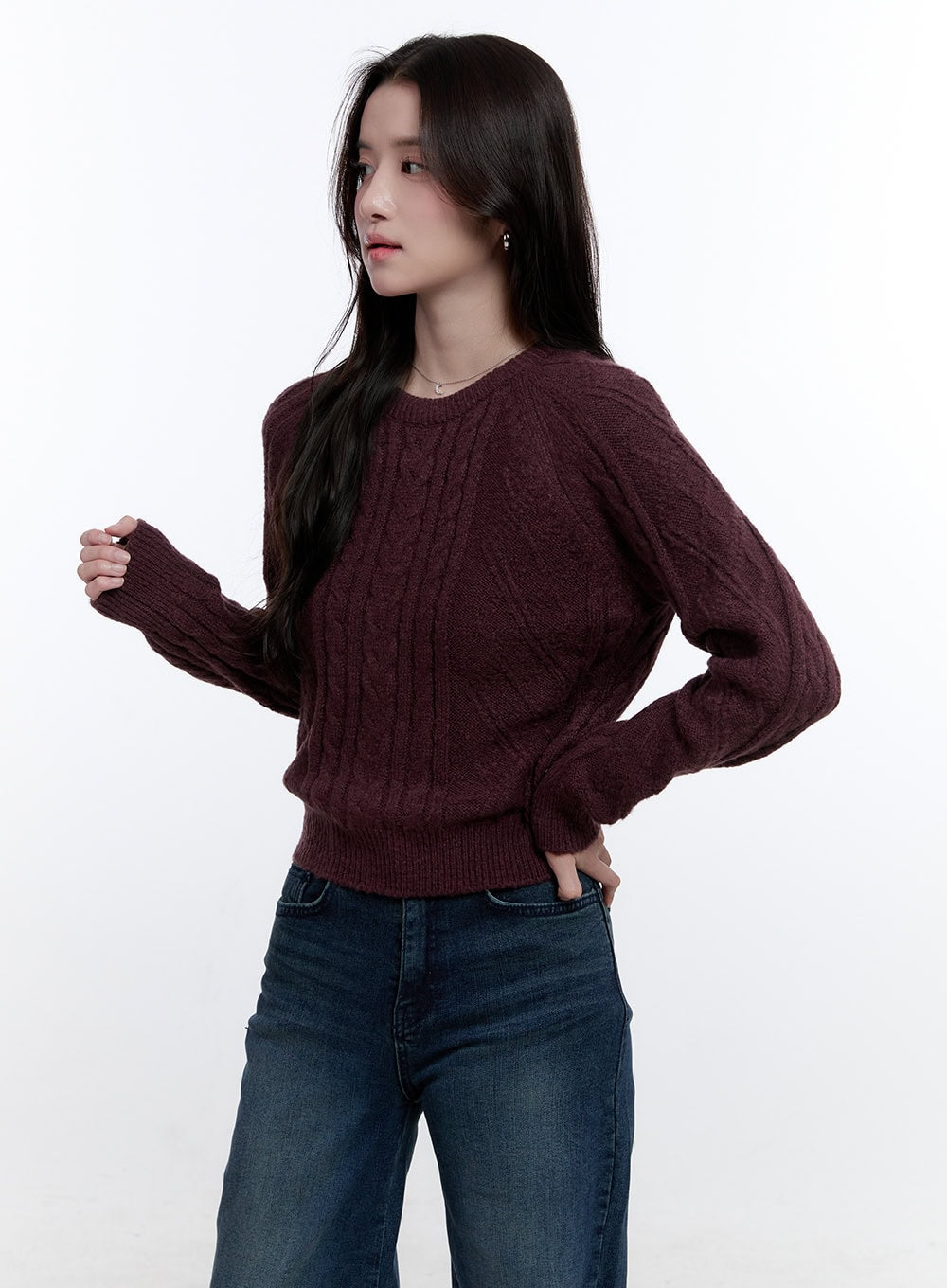 Cable Knit Round Neck Sweater ON418