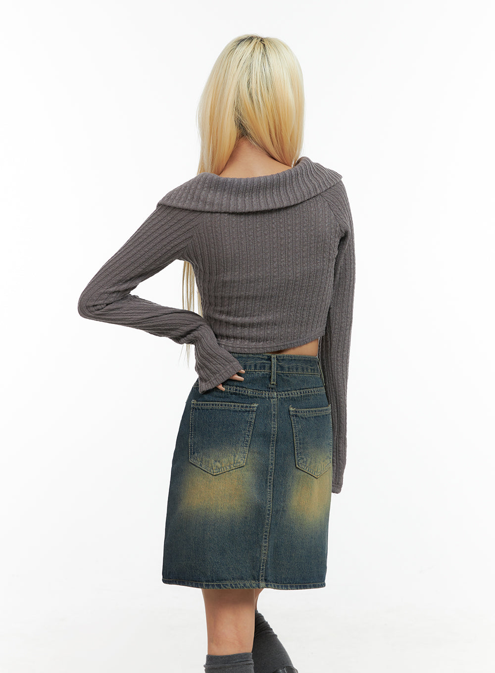 Zipper Chic Collared Crop Top CO415