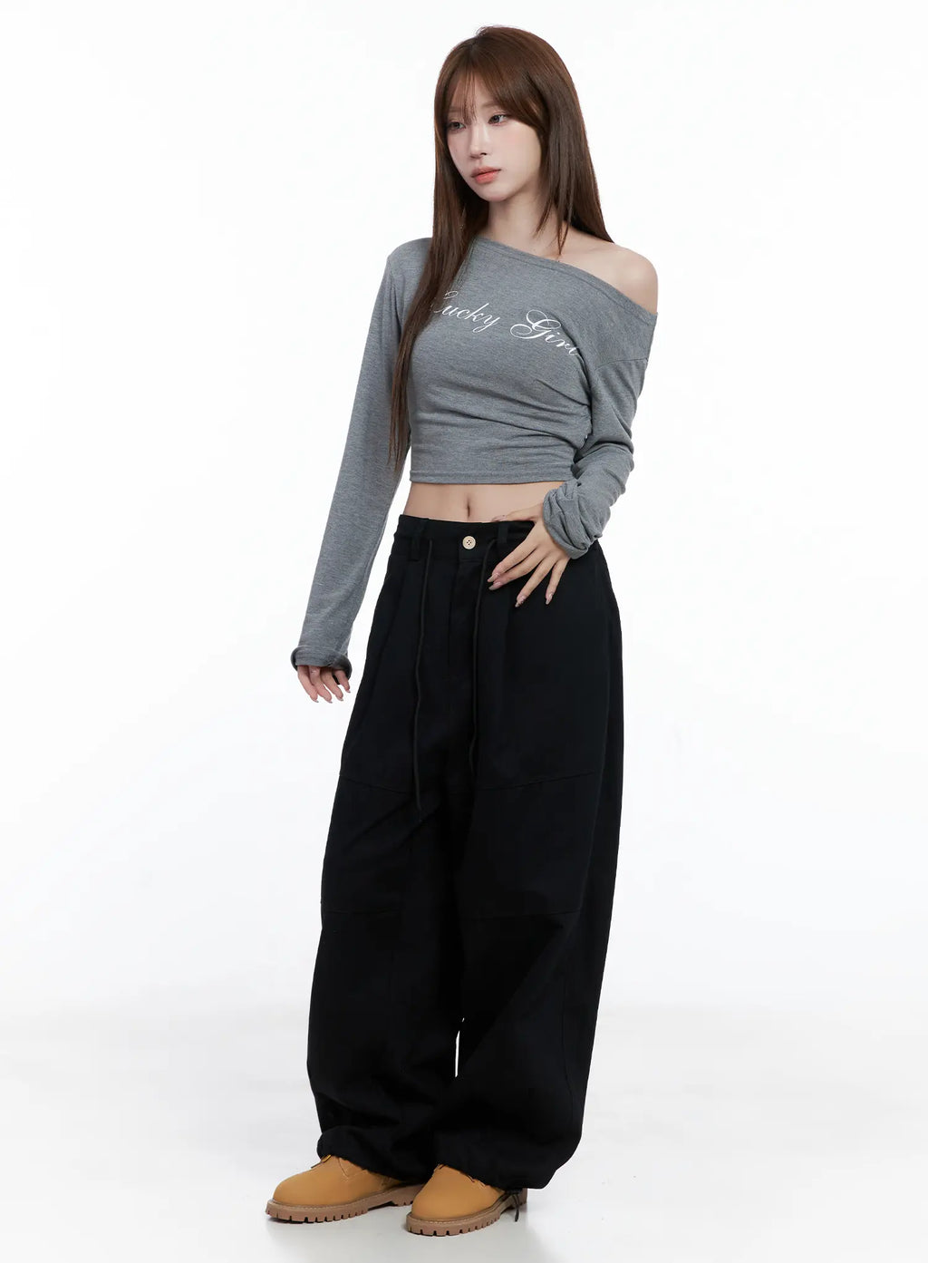 Lucky Girl One-Shoulder Long Sleeve Top CG529