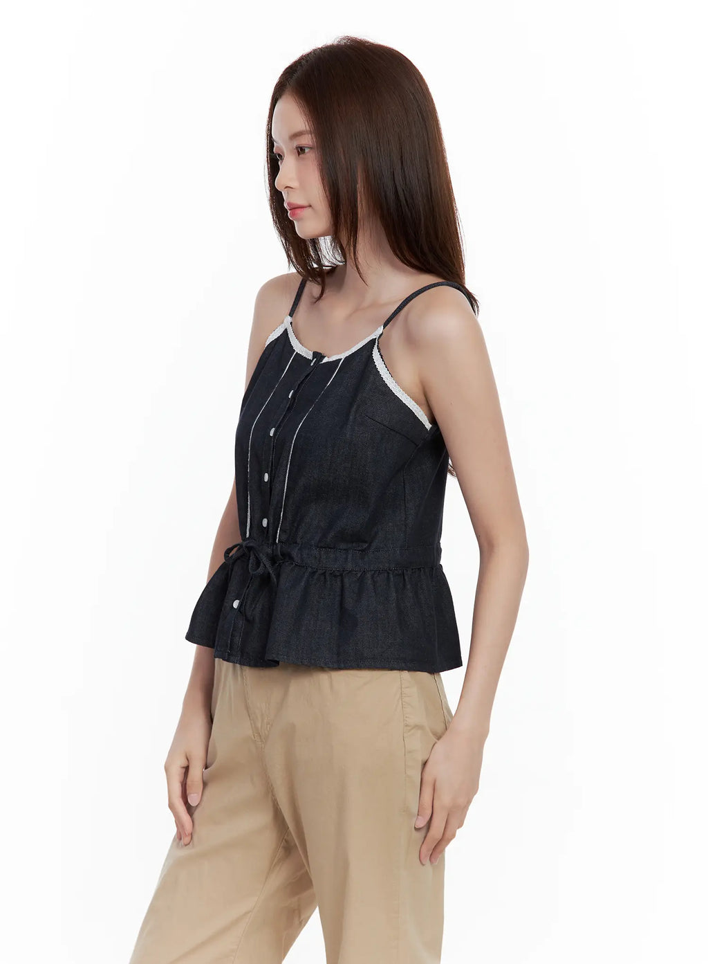 Lace Detail Buttoned Tank CL502