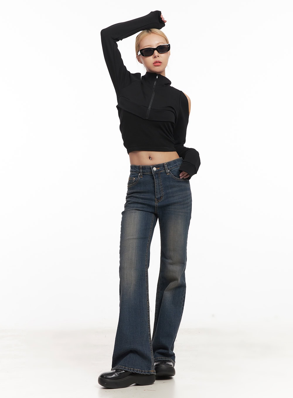 Zip-Up Cut-Out Bolero Top CM506