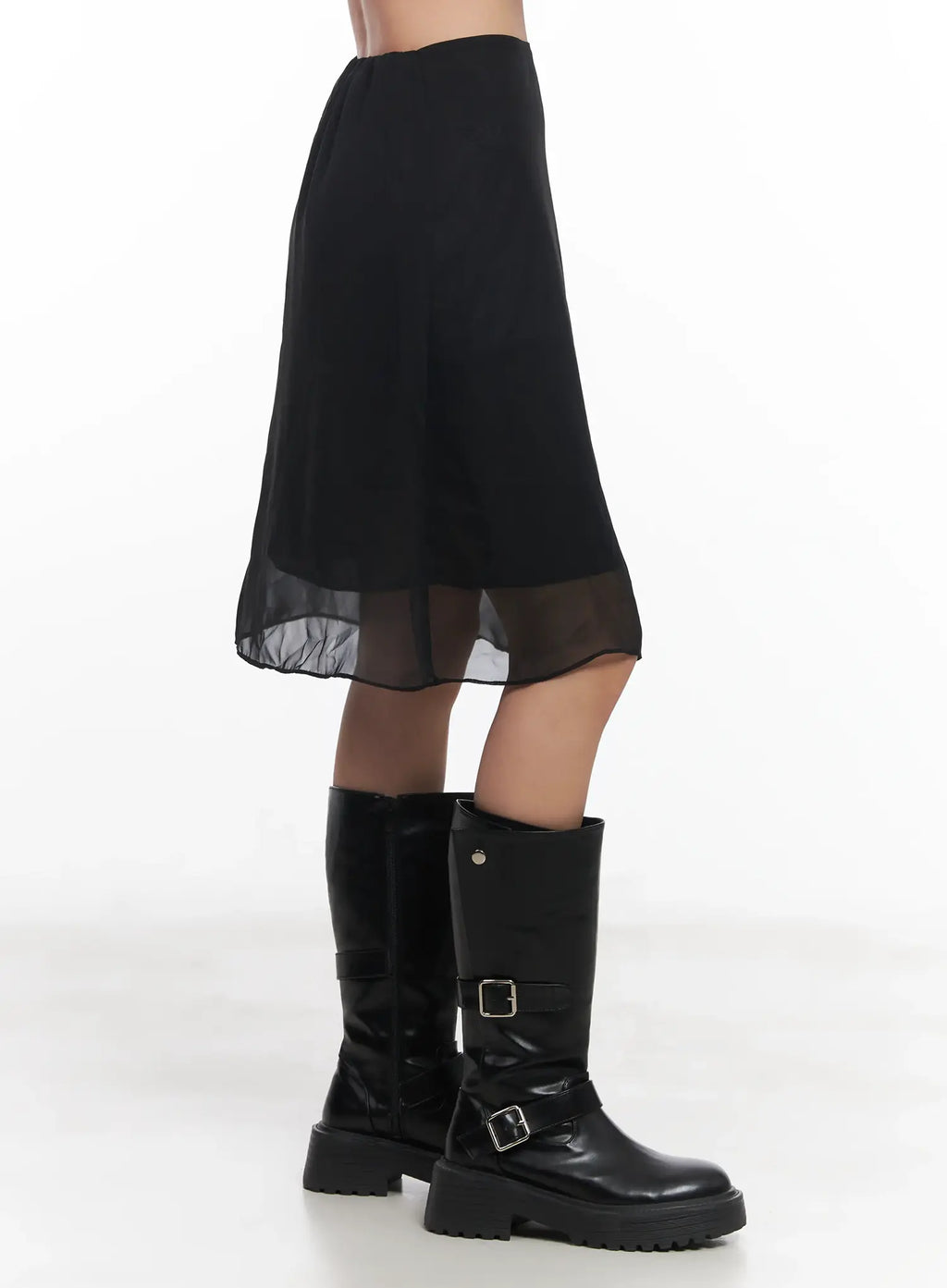 Sheer Chiffon Midi Skirt IU509