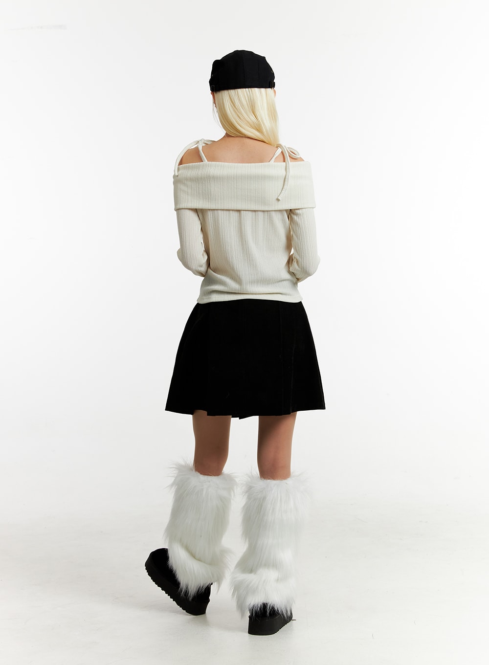 Ribbed Off-Shoulder Long Sleeve Top ID315