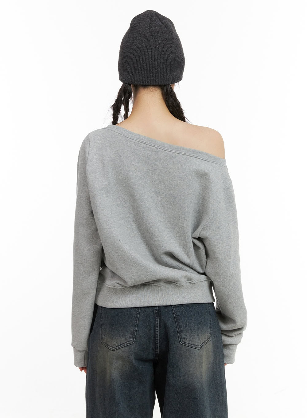 Cozy Lettering Off Shoulder Sweatshirt CG419