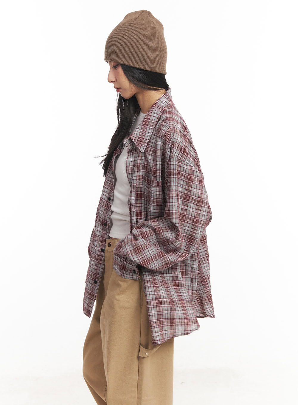 Oversize Checkered Collared Shirt CA504