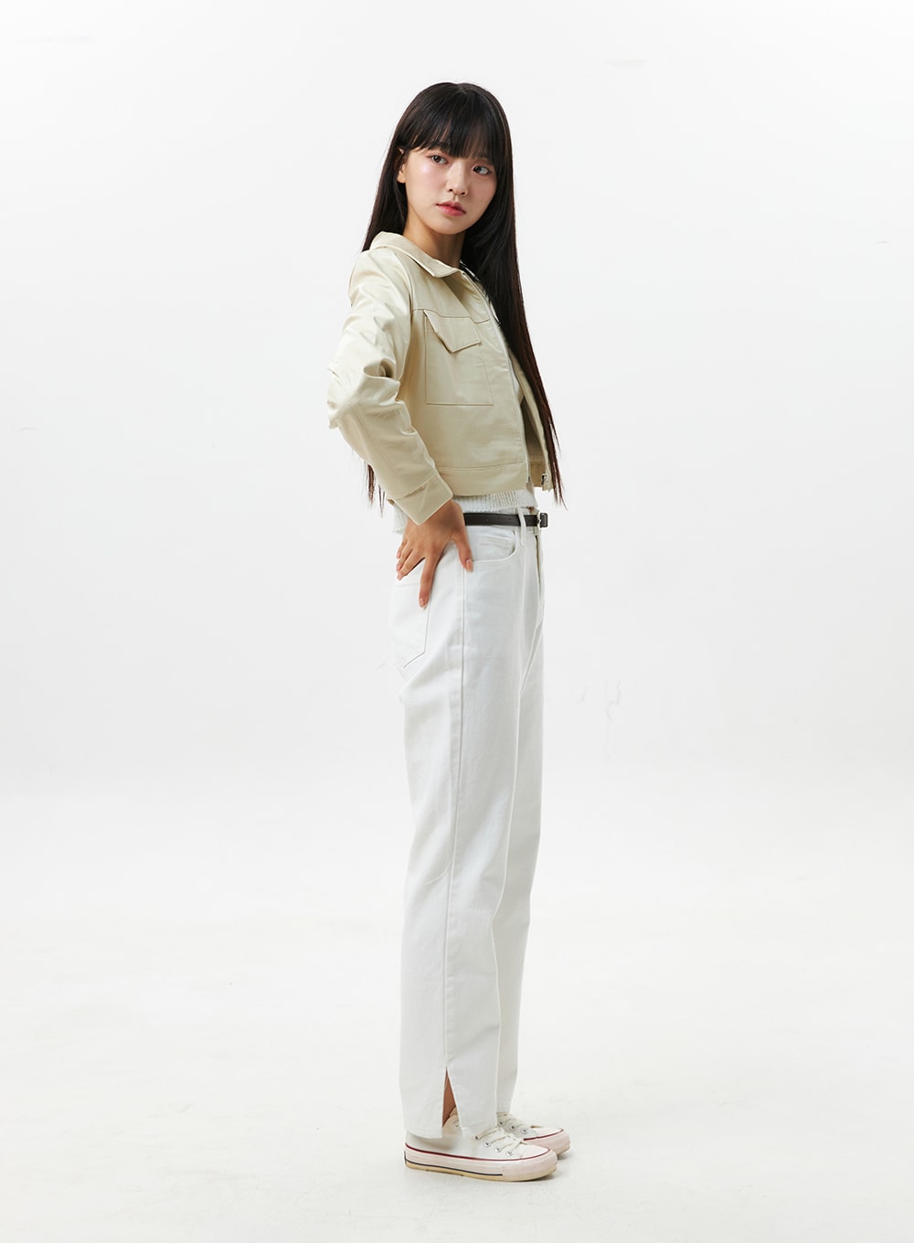 Faux Leather Collar Jacket OS305