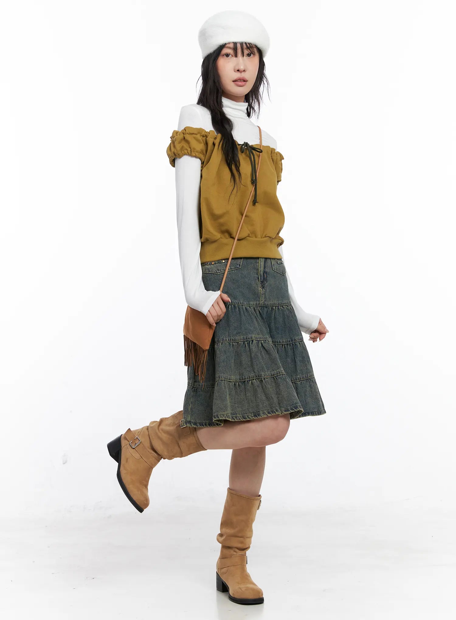 Ruffle Off-Shulder Sleeveless Top CO507