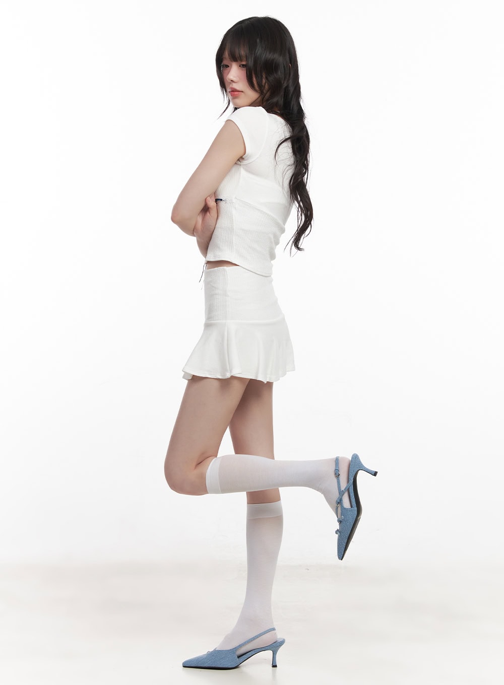 Ribbon V-Neck Crop T-Shirt CY520