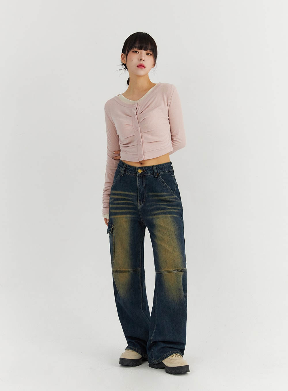 Ruched Button Down Cardigan CO319