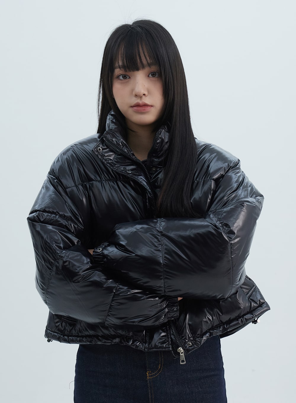 Metallic Crop Puffer Jacket ON310