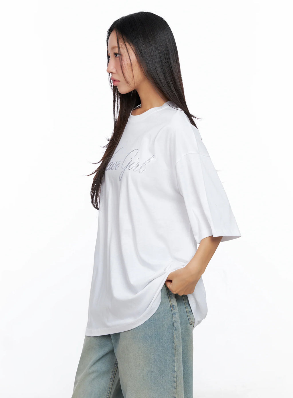 Oversized Text Print Tee CO515