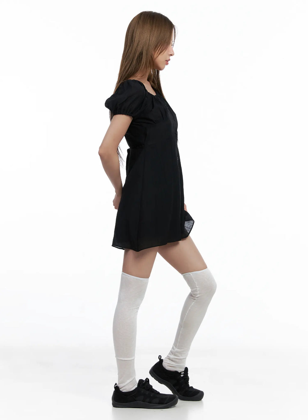 Shirred Puff-Sleeve Mini Dress CL510