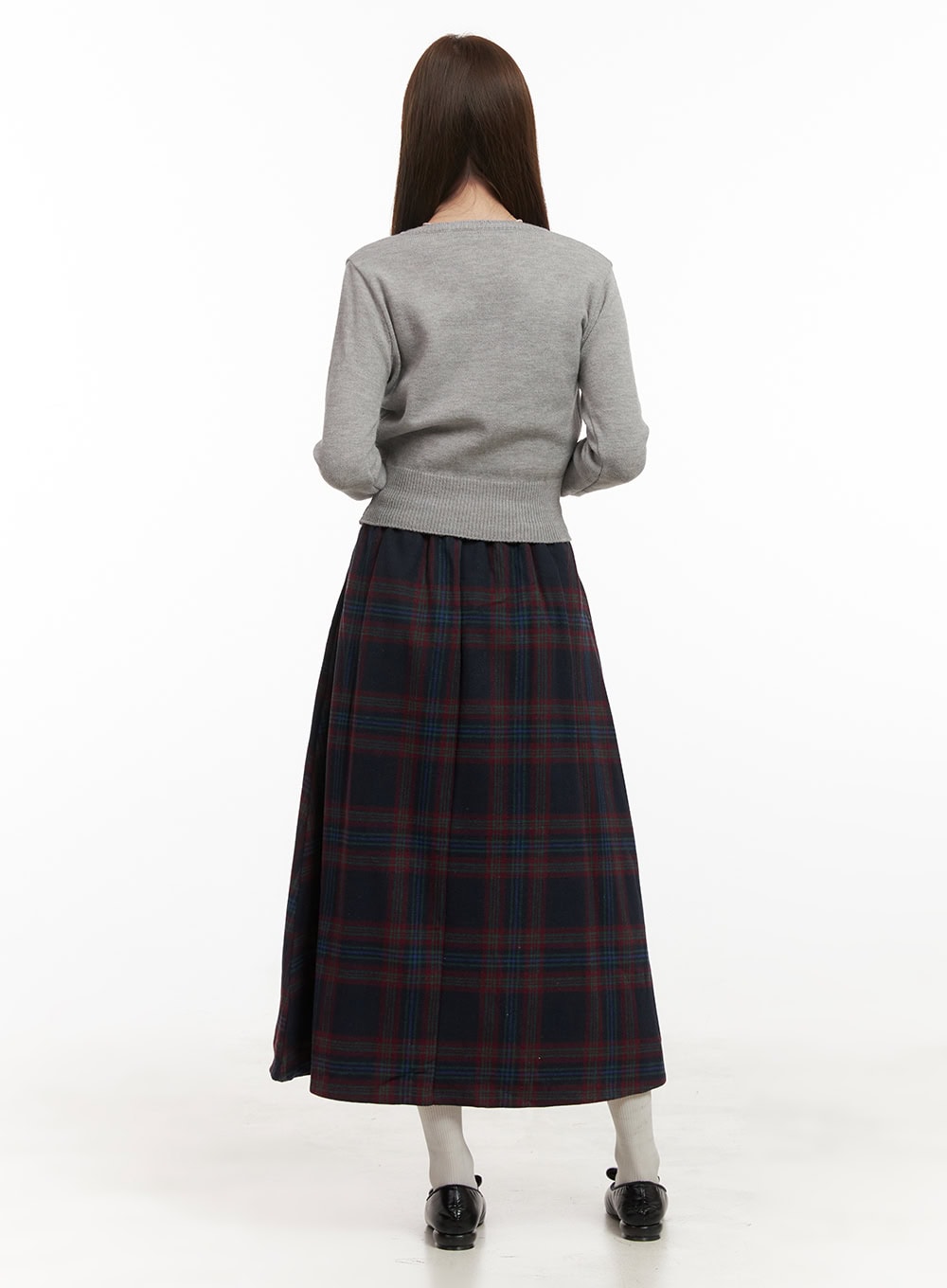 Wool Blend Checked Maxi Skirt OD418