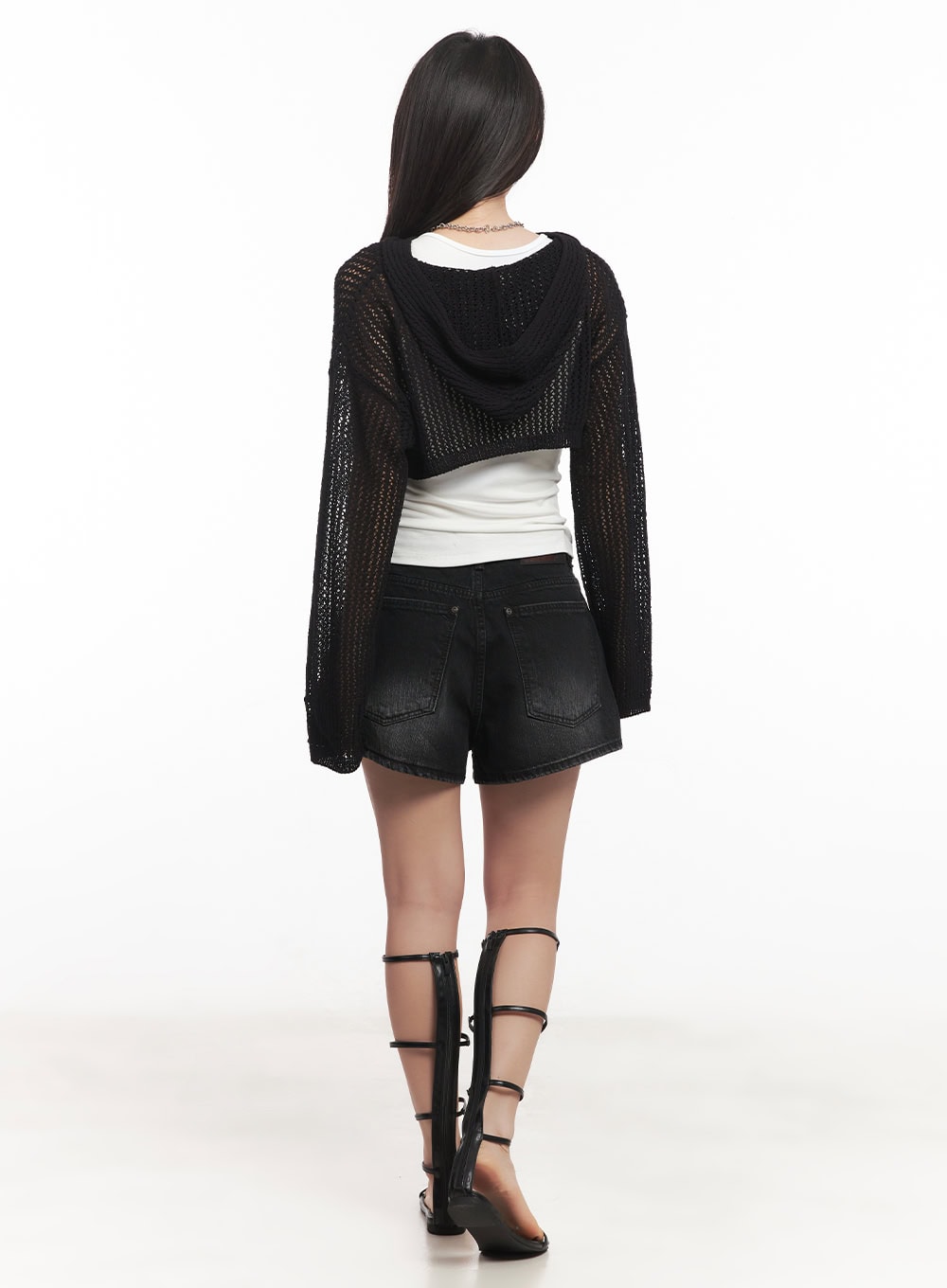 Stitched Denim Washed Shorts CA530