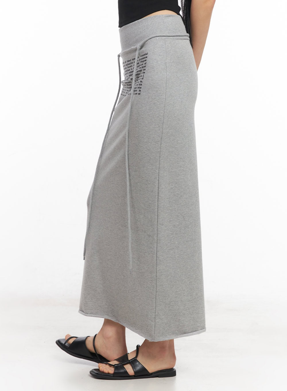 Drawstring Script Maxi Sweatskirt CY528