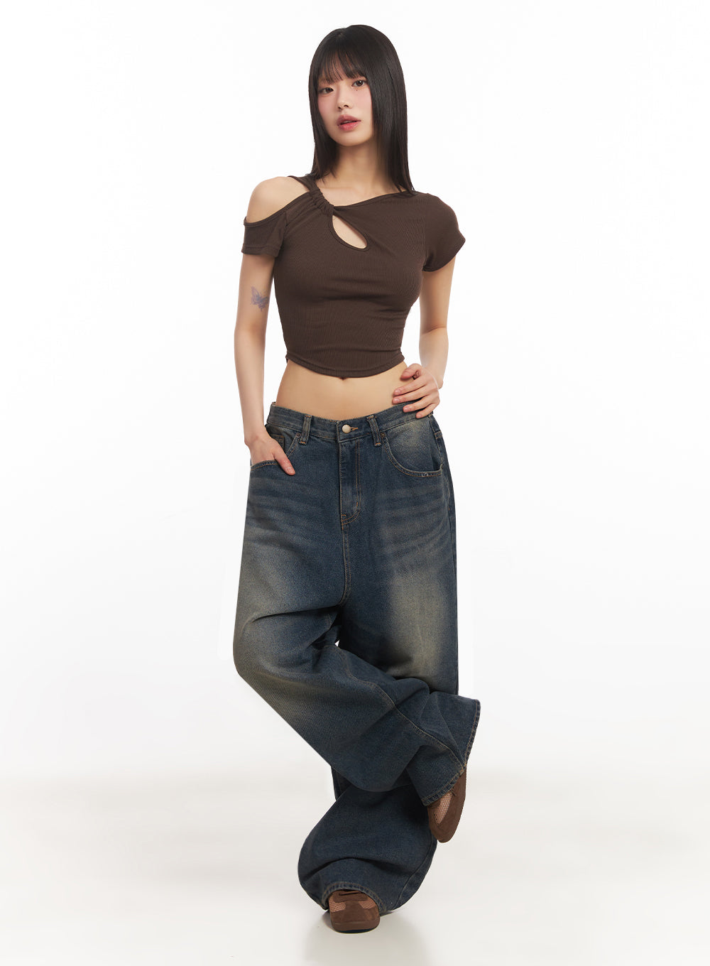 Asymmetric Cut-Out Crop Top IY502