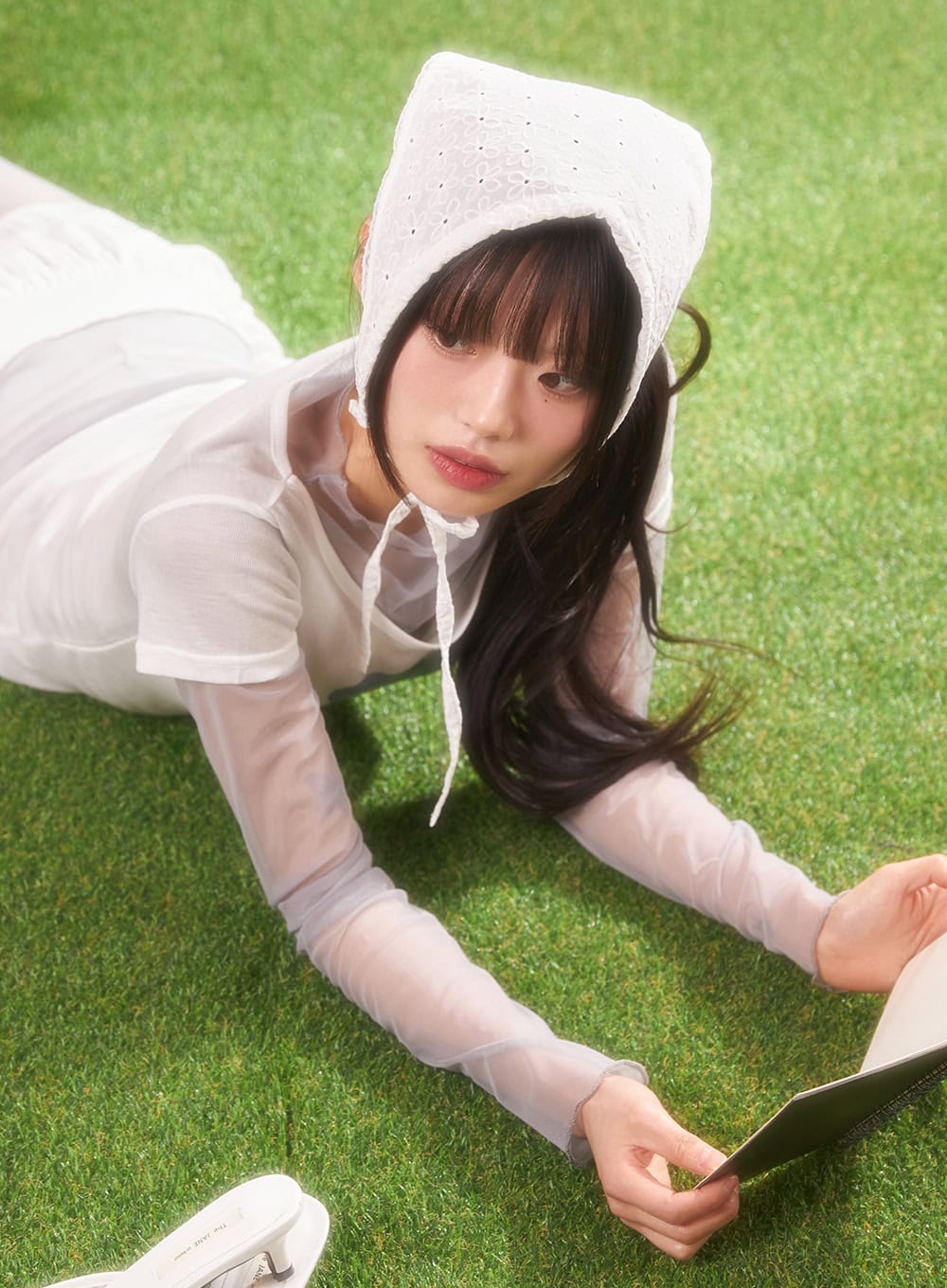 Sheer Flower Graphic Top CA522