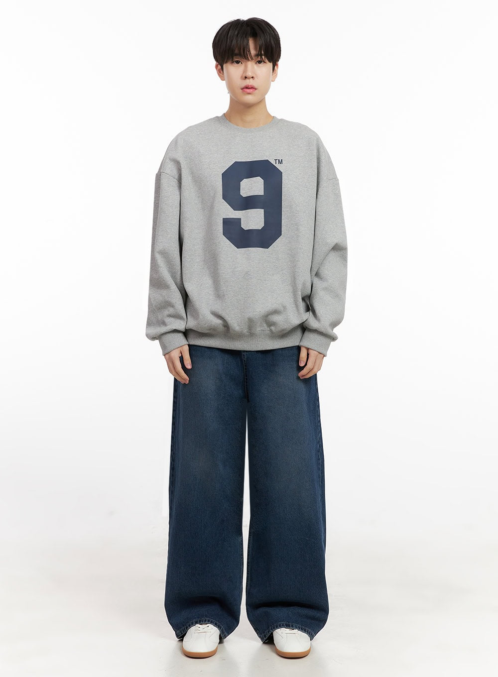 Men's Washed Wide-Fit Denim Jeans IJ517