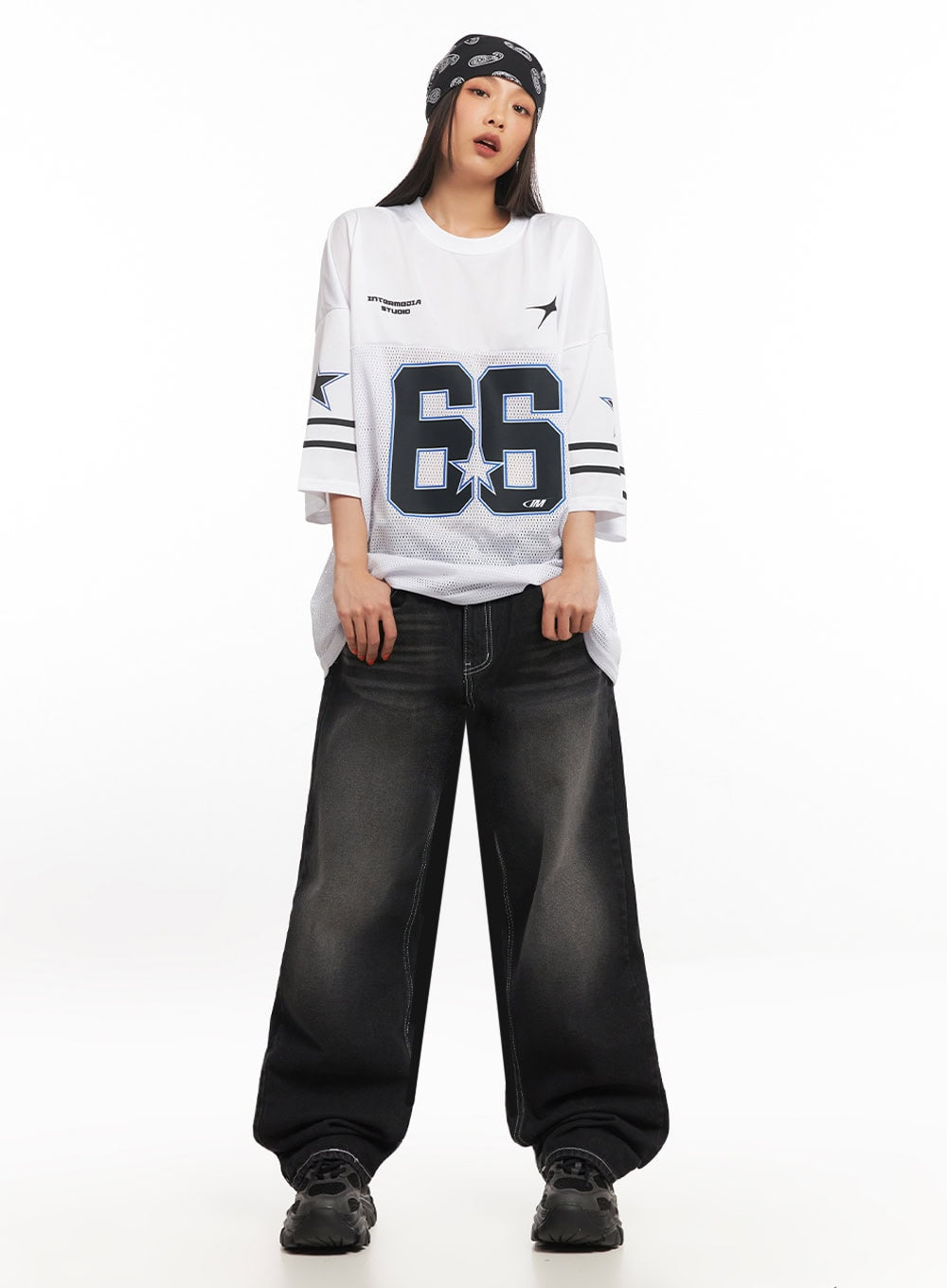 Oversized Mesh Graphic Tee IA504