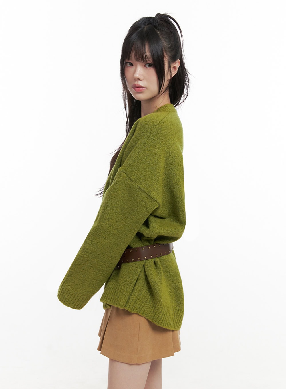 Oversized Henley Neck Sweater IN427