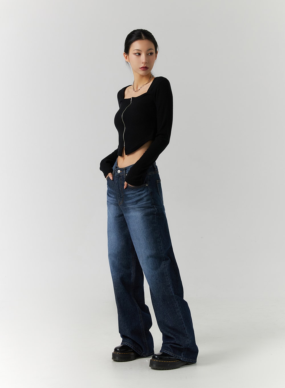 Streetwear Mid-Rise Wide Denim ID305