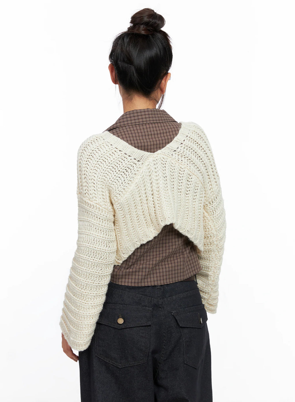 V-Neck Cropped Knit Sweater CO515