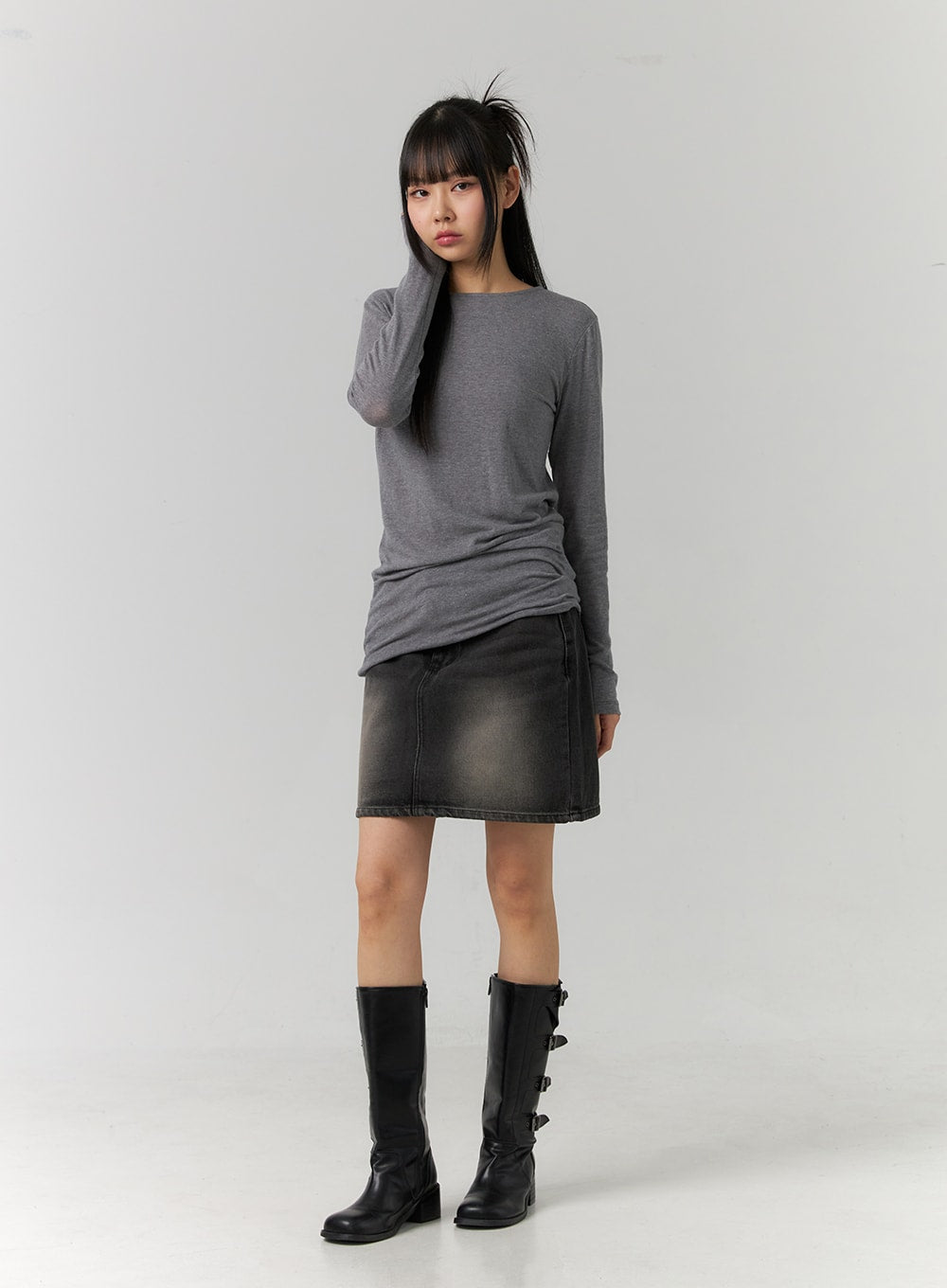 Washed Mini Denim Skirt CD307