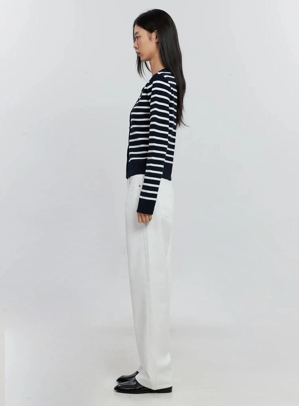 Striped Button-Up Cardigan IS515