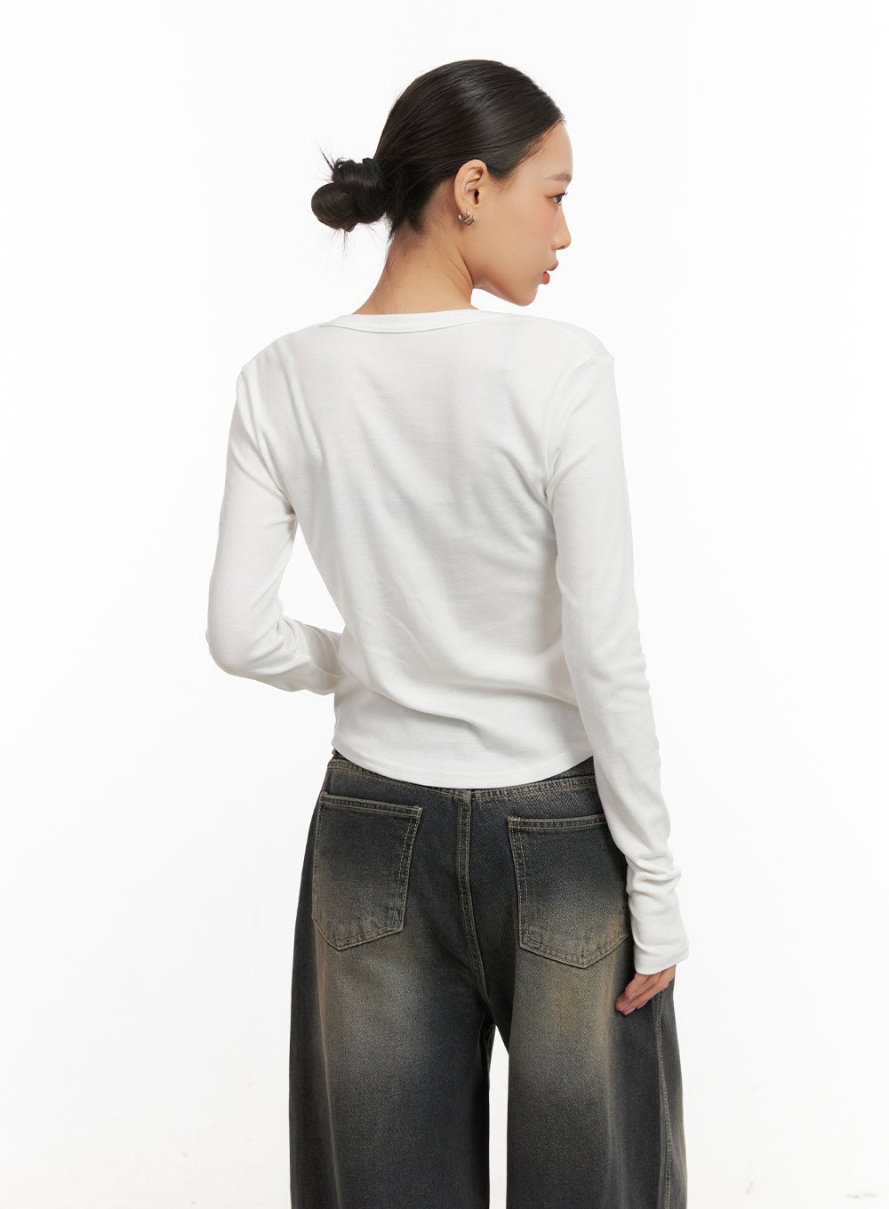 Cotton Blend Solid U Neck Top CD410