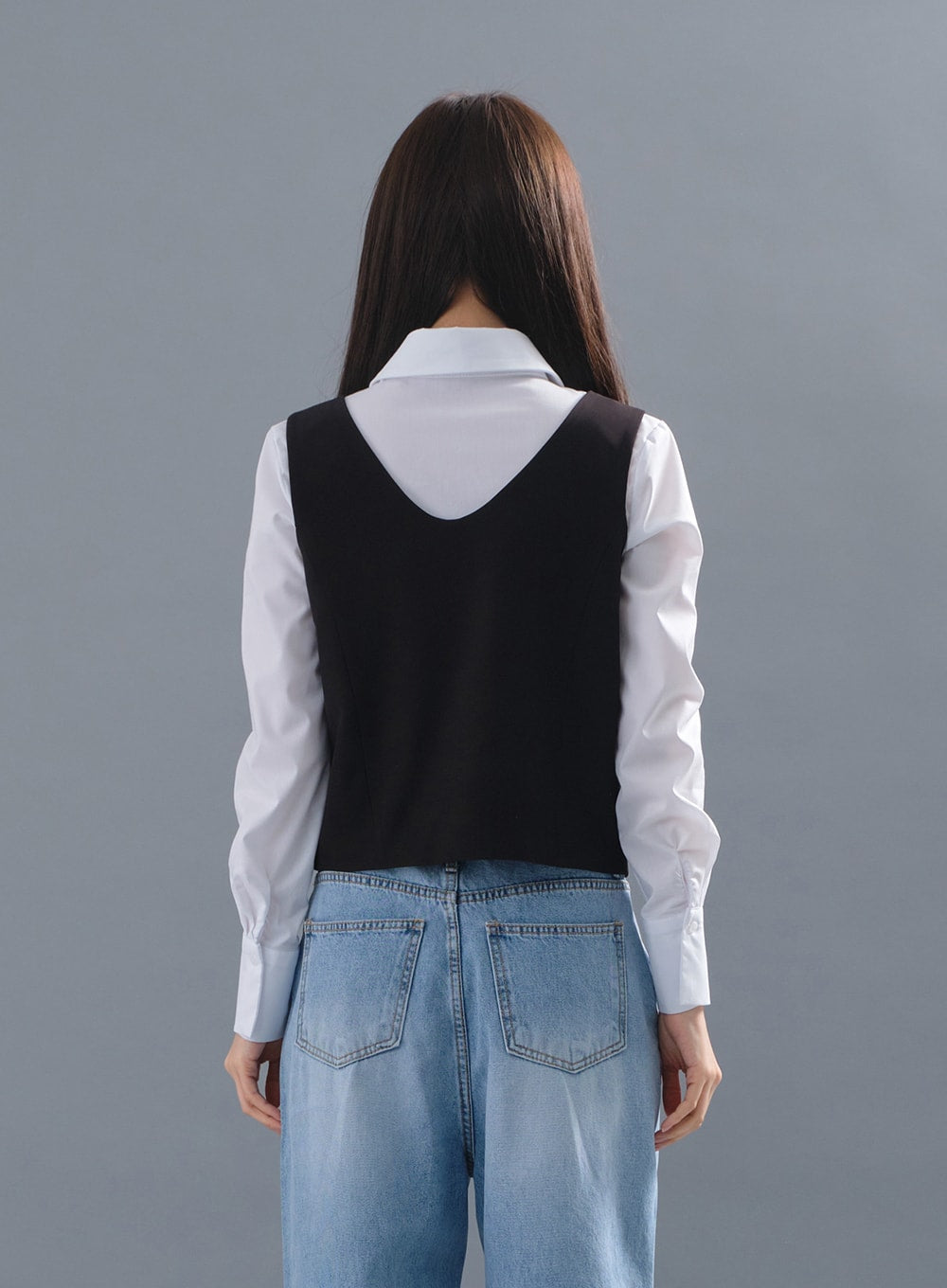 Cropped Button Down Vest CM3