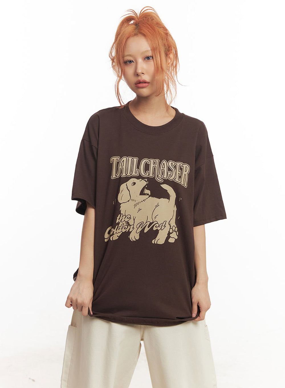 Golden Pup Graphic Oversize T-Shirt IM528